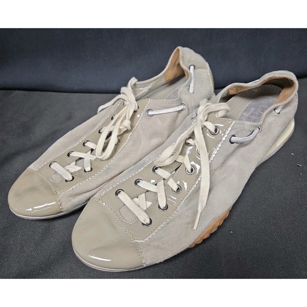 Cole Haan Gray Suede Walking Sneakers Size 11B Patent Leather Toe
